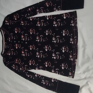 Floral Long Sleeve Top - Black and Pink
